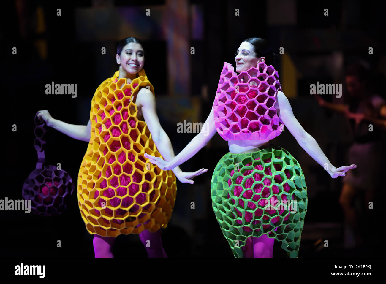 Wellington, New Zealand. 26th Sep, 2019. Models present creations during a show of the World of Wearable Art, an international design competition, in Wellington, New Zealand, Sept. 26, 2019. Credit: Guo Lei/Xinhua/Alamy Live News Stock Photo