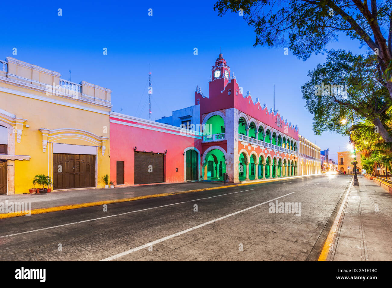 Merida, Mexico. City hall in the Old Town. Stock Photo