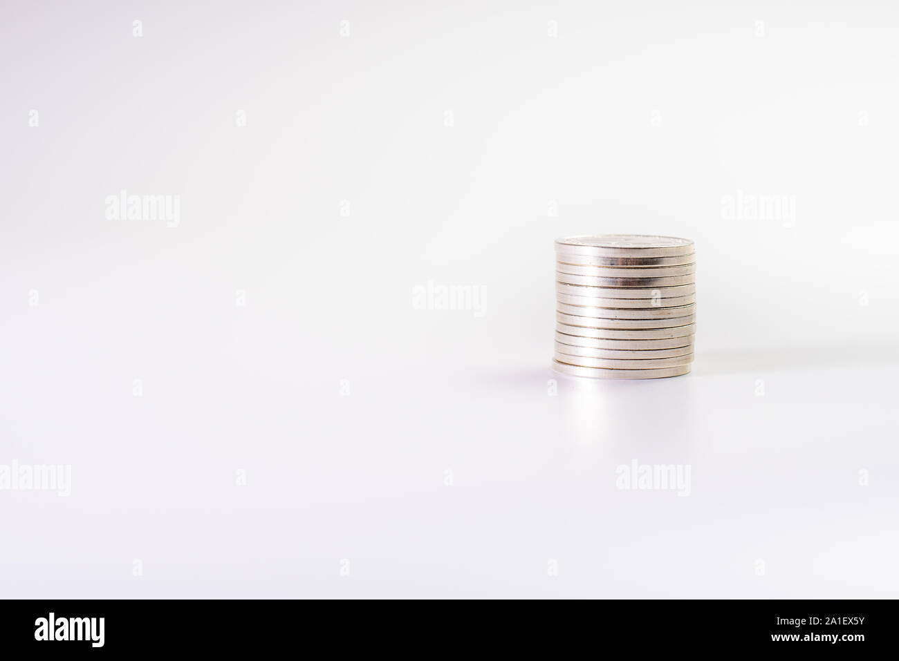 Stack of silver coins isolated on white background, industry Stock ...