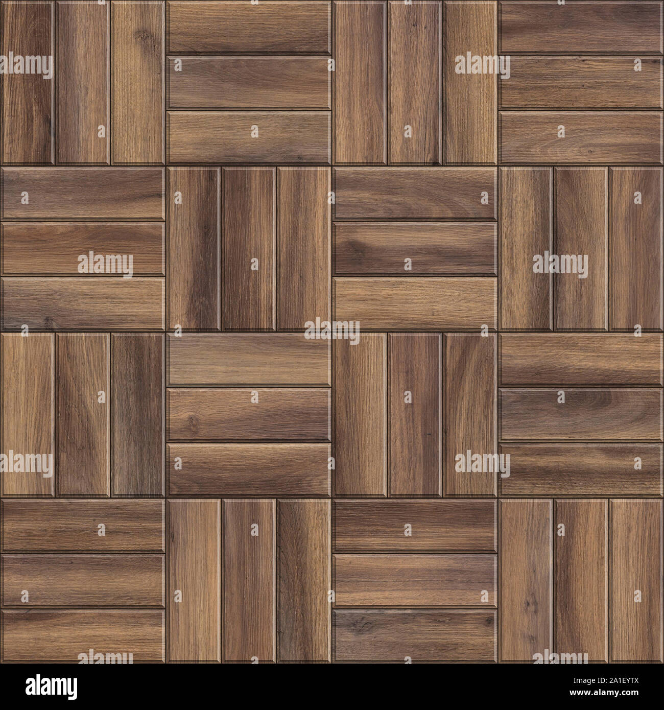 Seamless texture of checkered wooden parquet. High resolution pattern of dark wood Stock Photo