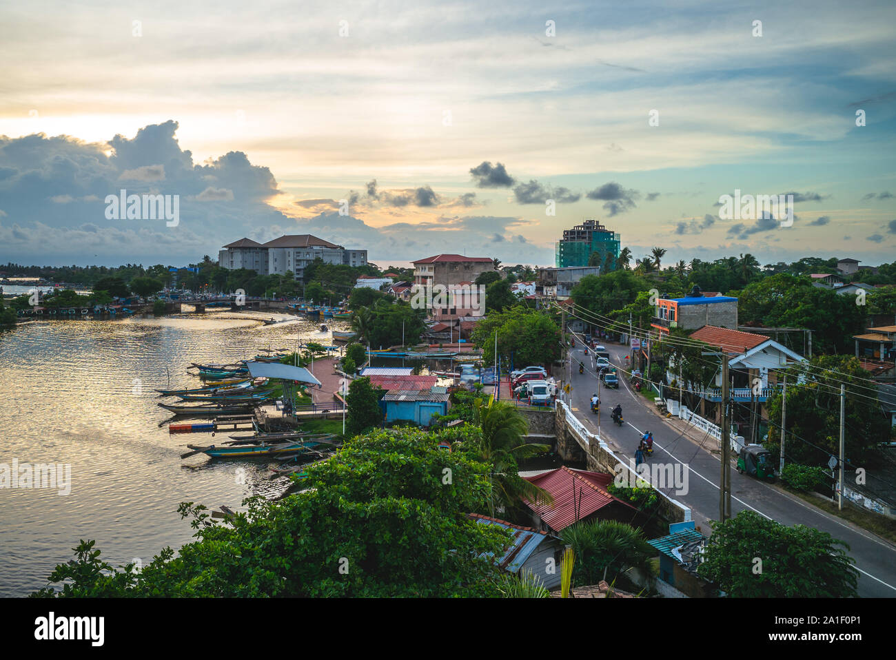 negombo and lagoon in sri lanka at dusk Stock Photo