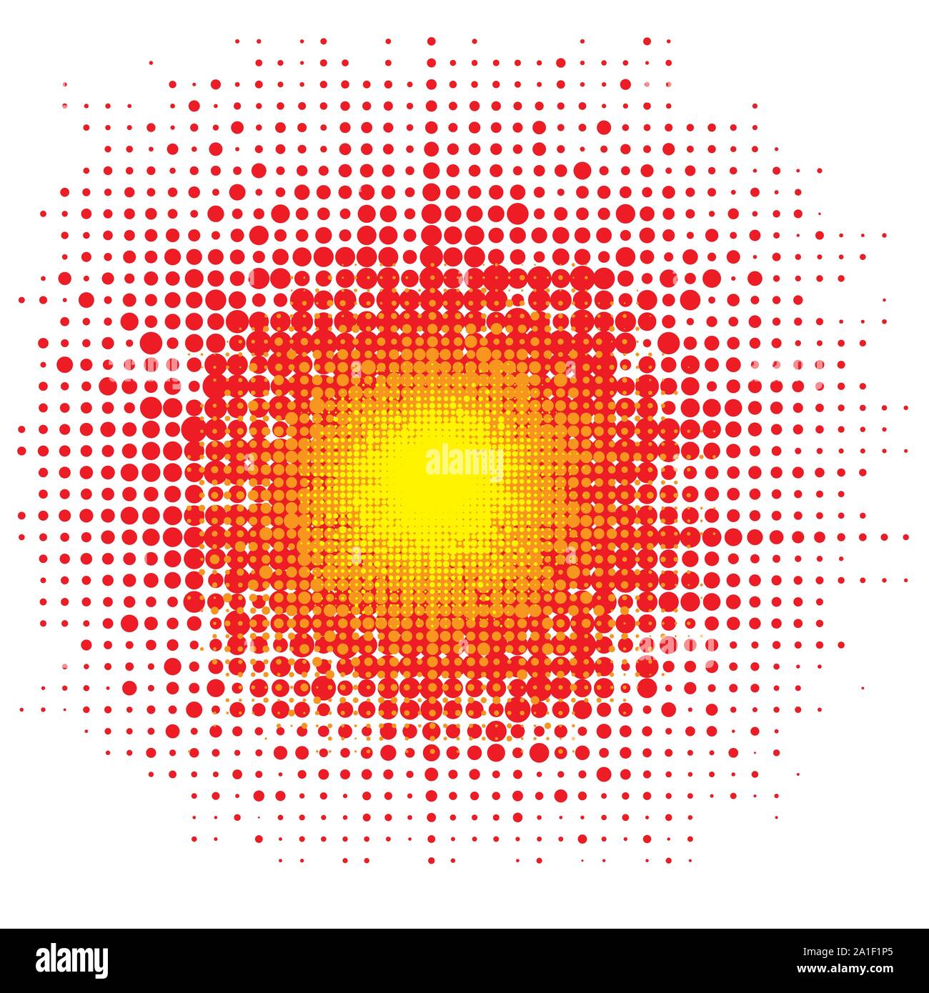 Halftone Explode Flash, Cartoon Explosion, Dotted Star Burst. Stock Vector
