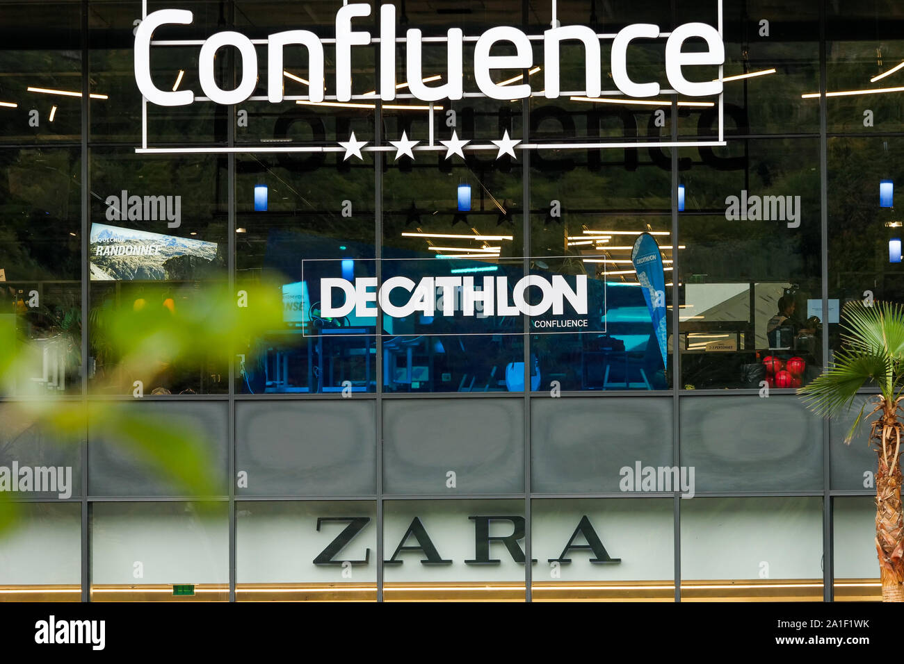 Decathlon and Zara companies sign, Confluence Commercial centre, Confluence  district, Lyon, France Stock Photo - Alamy