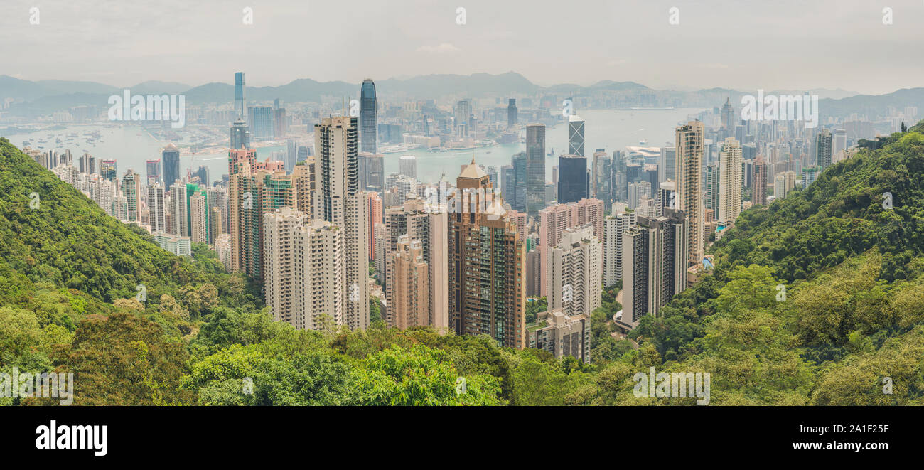 Big panorama of Hong Kong skyline. View from Victoria Peak Stock Photo ...