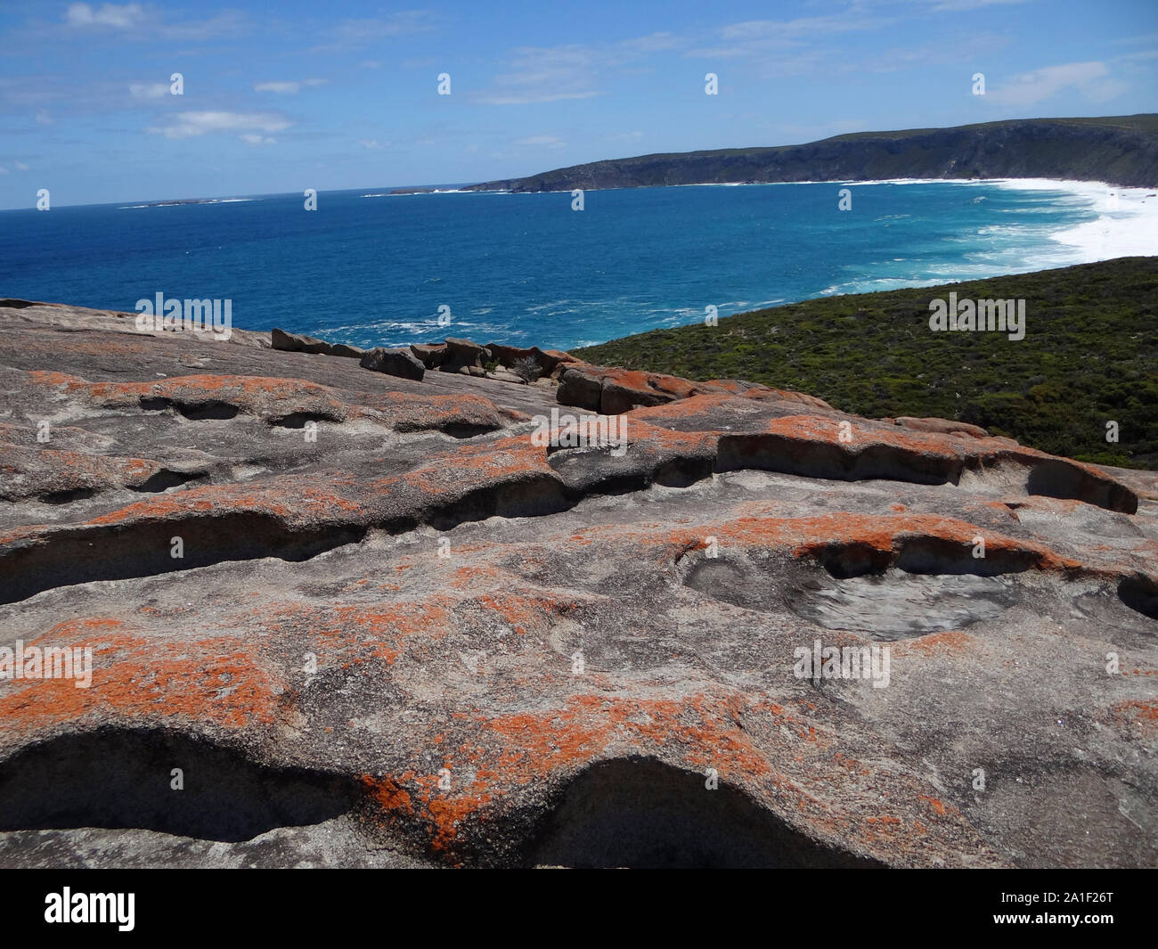A formation of remarkable rocks with blue sky and the sea in the ...