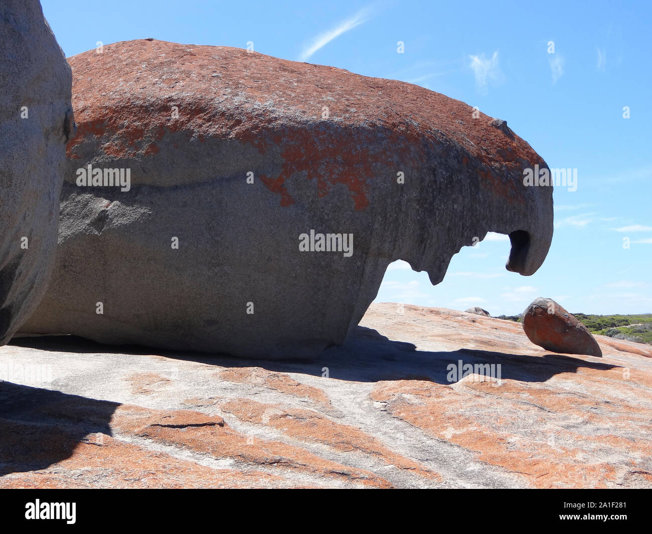 A formation of remarkable rocks with blue sky and the sea in the ...