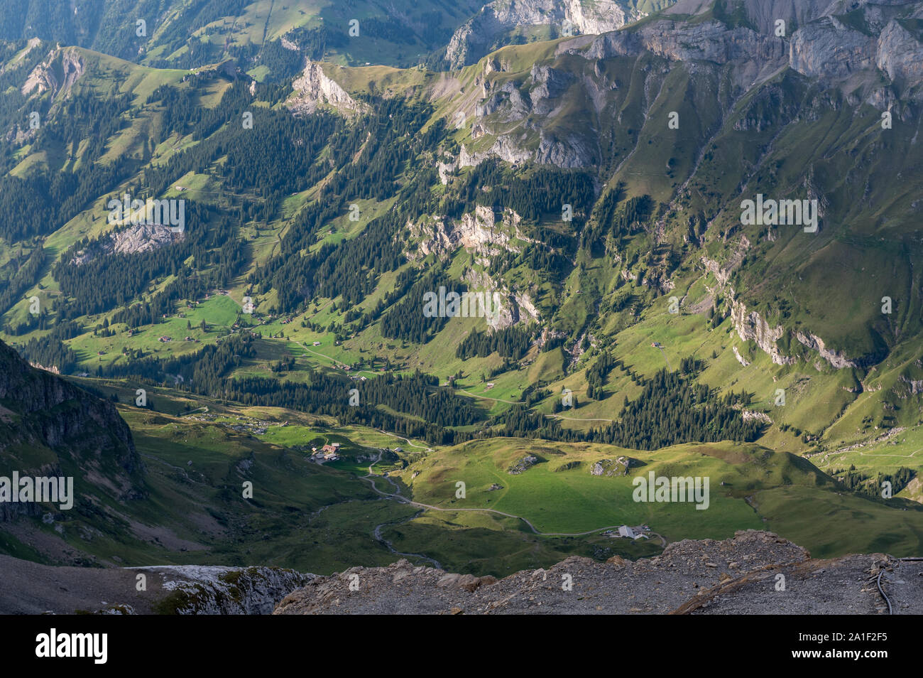 valley view of Kiental on a summer afternoon Stock Photo