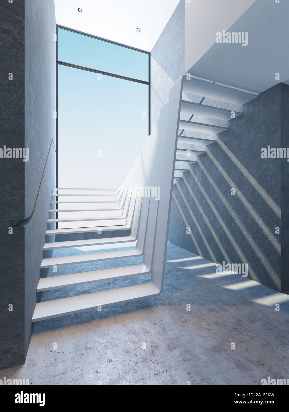 View of modern stairs in penthouse Stock Photo - Alamy