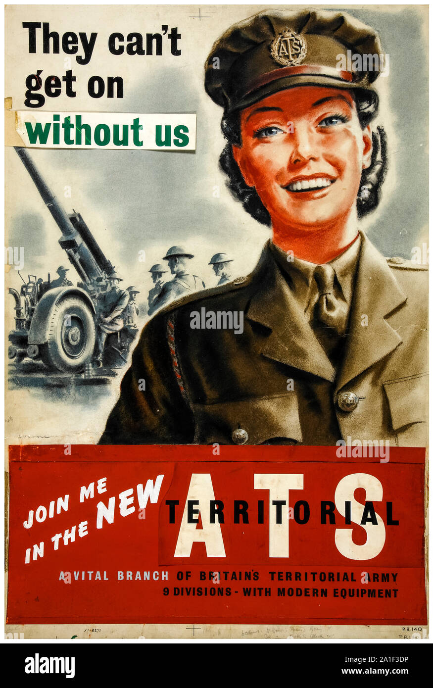 British, WW2, Forces Recruitment poster, They can't get on without us, Join me in the new ATS, 1939-1946 Stock Photo