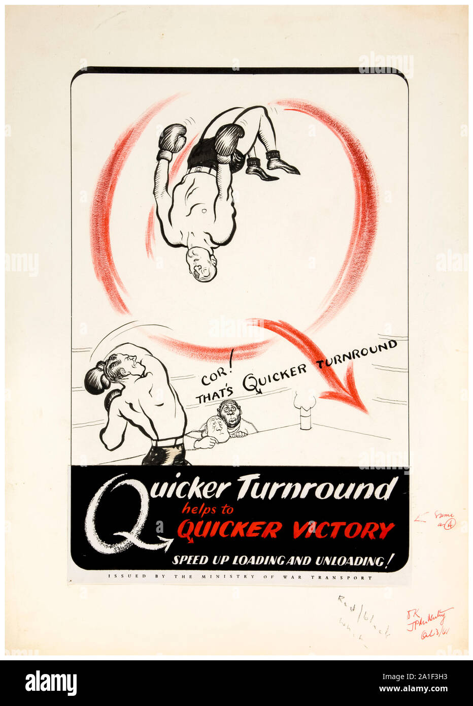 British, WW2, Industrial productivity, Quicker turnround, helps to quicker victory, (Boxing theme), speed up loading and unloading!, poster, 1939-1946 Stock Photo