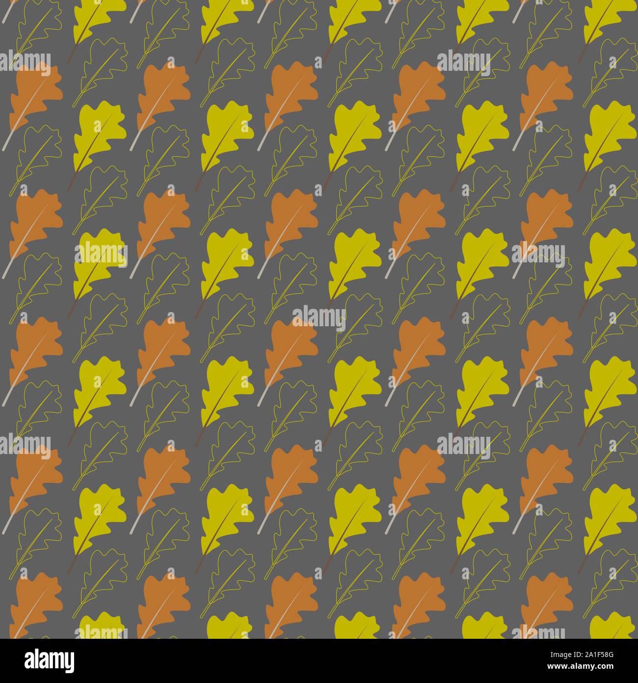 Seamless vector pattern with autumn leaves on a dark background. Stock Vector