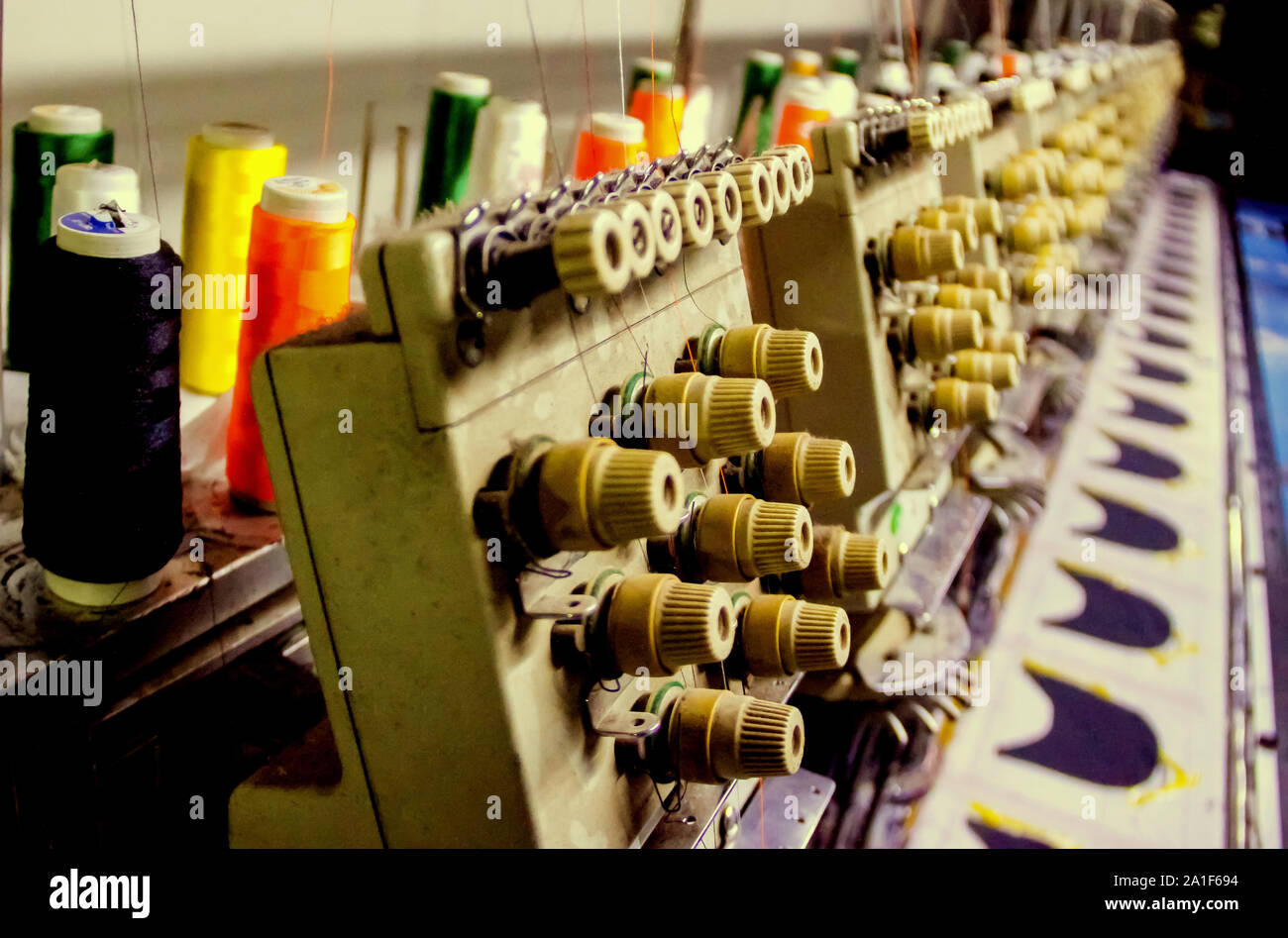 Industrial embroidery machine.For create patterns on textiles Stock