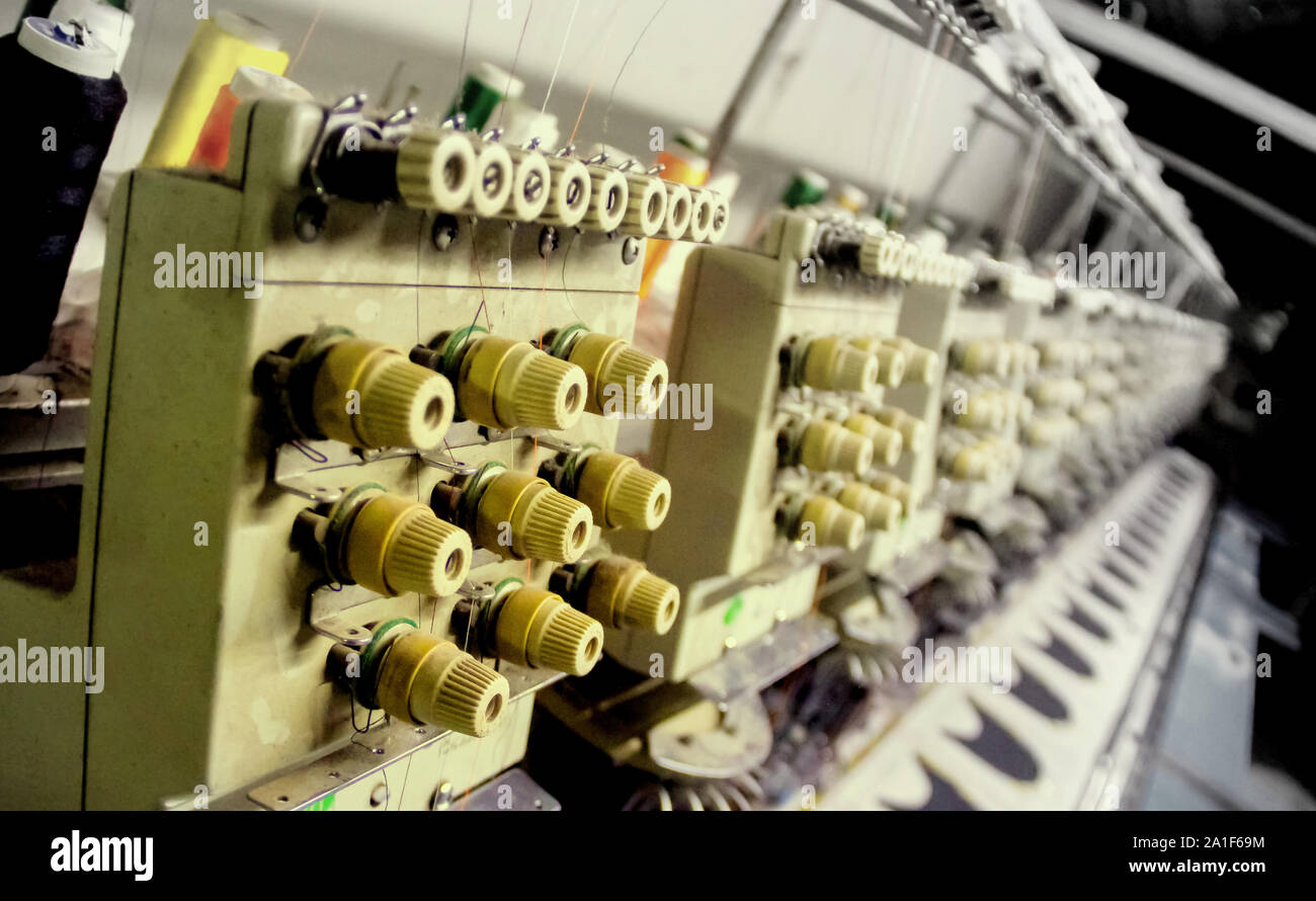 Industrial embroidery machine.For create patterns on textiles Stock