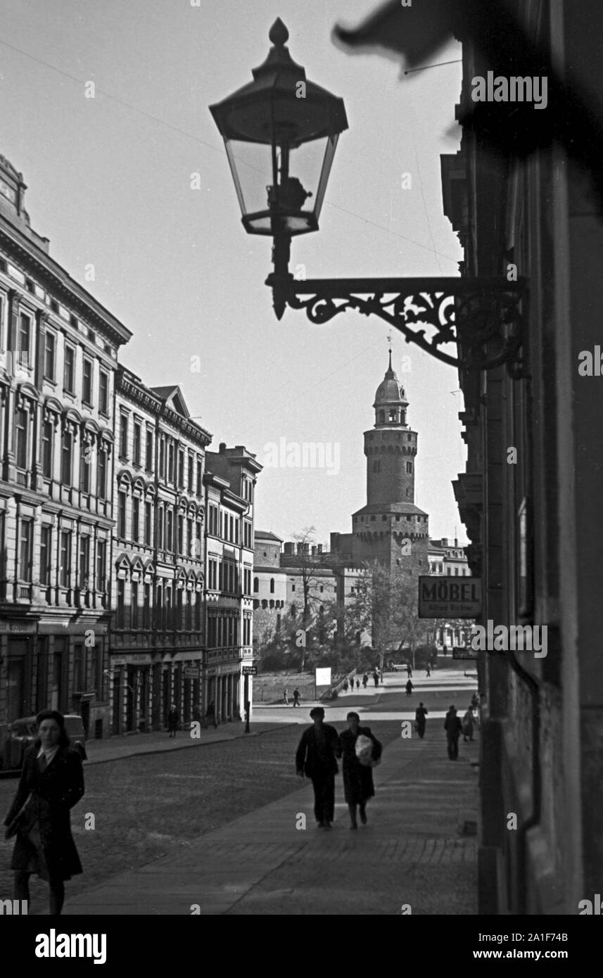 Reichenbacher Turm von Görlitz, Sachsen, Deutschland, 1940er Jahre. Reichenbacher tower of Goerlitz, Saxony, Germany, 1940s. Stock Photo