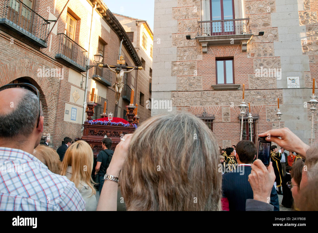 People watching a Holy Week procession. Madrid, Spain. Stock Photo