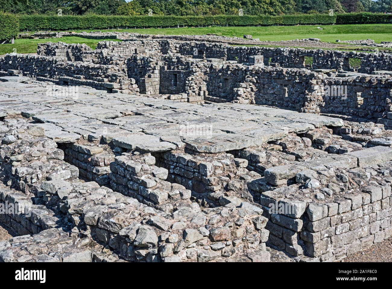 Ruins at Corbridge Roman town, Hadrian's Wall, Northumberland belonging ...