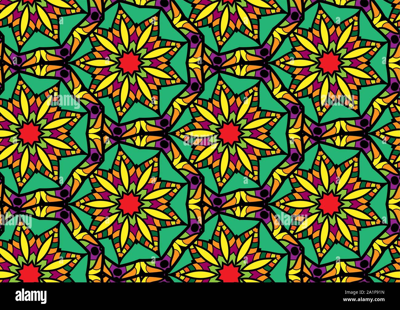 Seamless repeating floral pattern consisting of mandalas Stock Vector ...