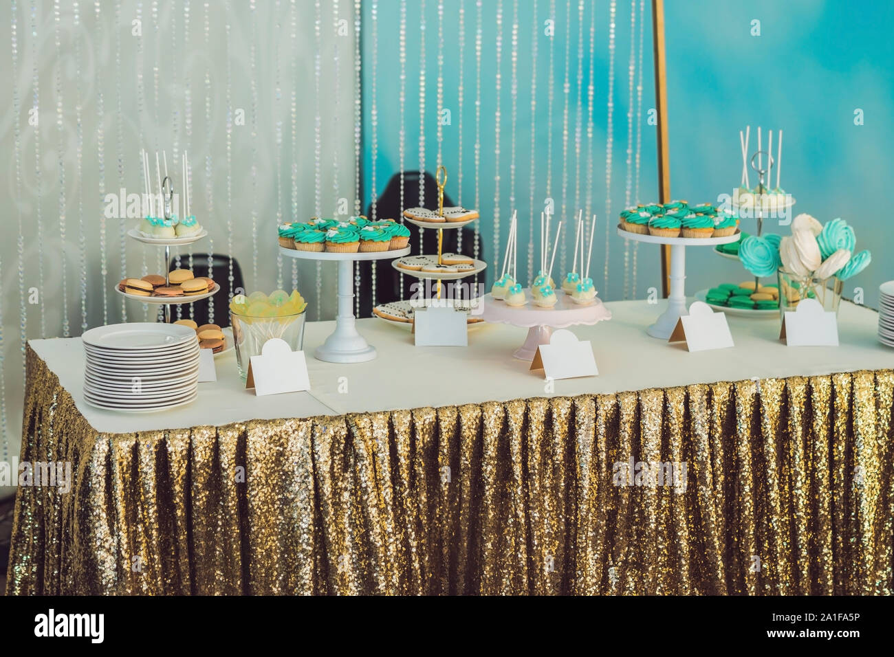 Serving a wedding dinner. Catering service concept Stock Photo