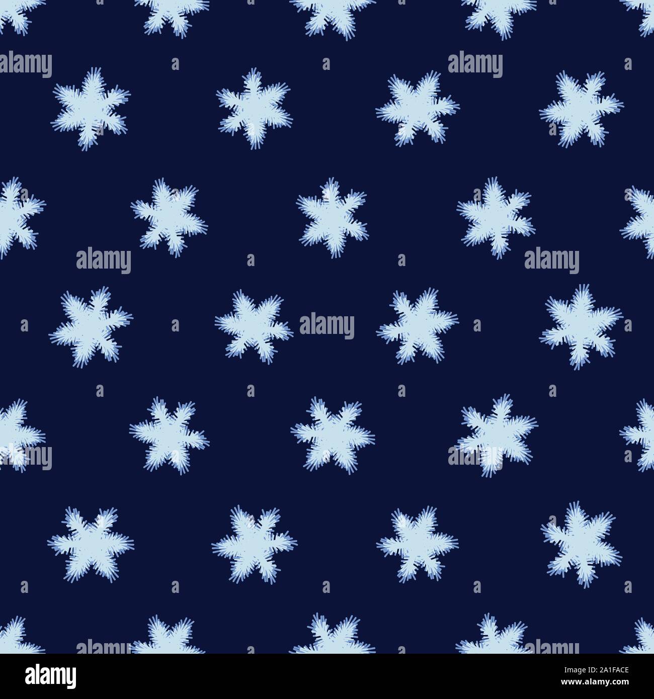 seamless vector pattern with light snowflakes on a dark indigo blue background Stock Vector