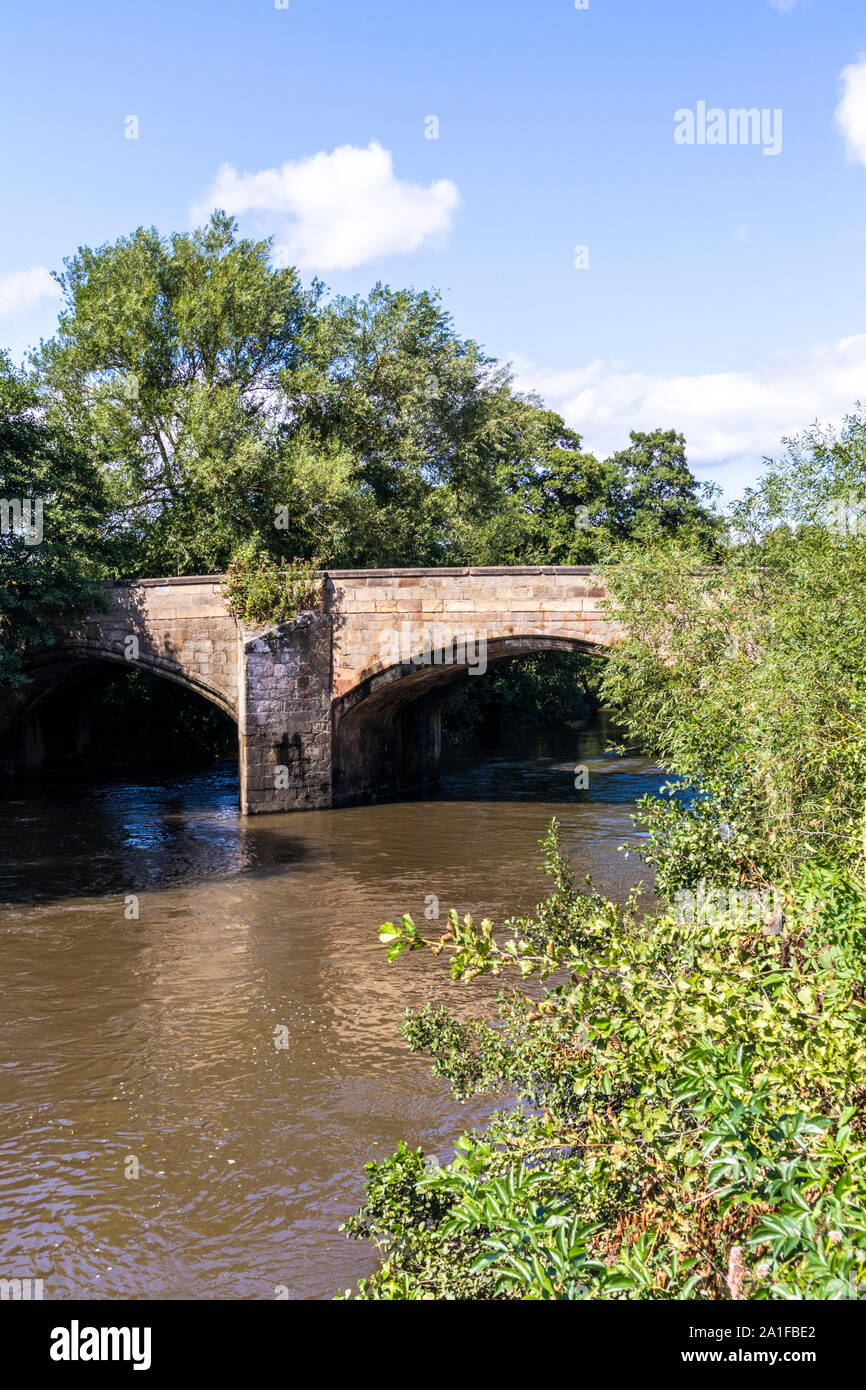 Duffield Bridge (dating from the 13th century and widened in the 18th) over the River Derwent at Duffield, Derbyshire UK Stock Photo