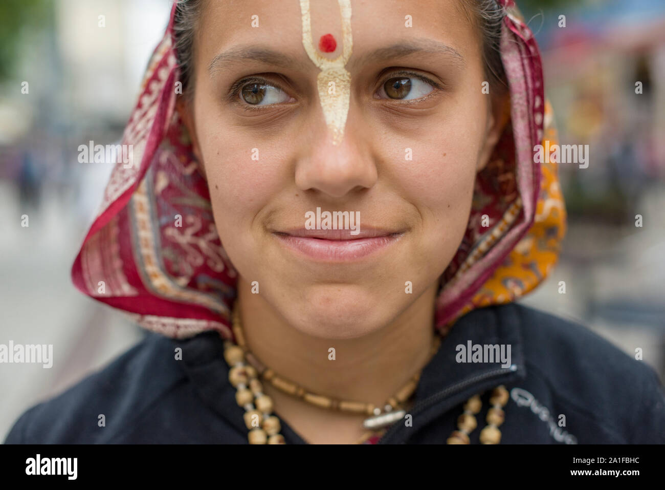 Hare Krishna devotee in the streets of Curitiba downtown Stock