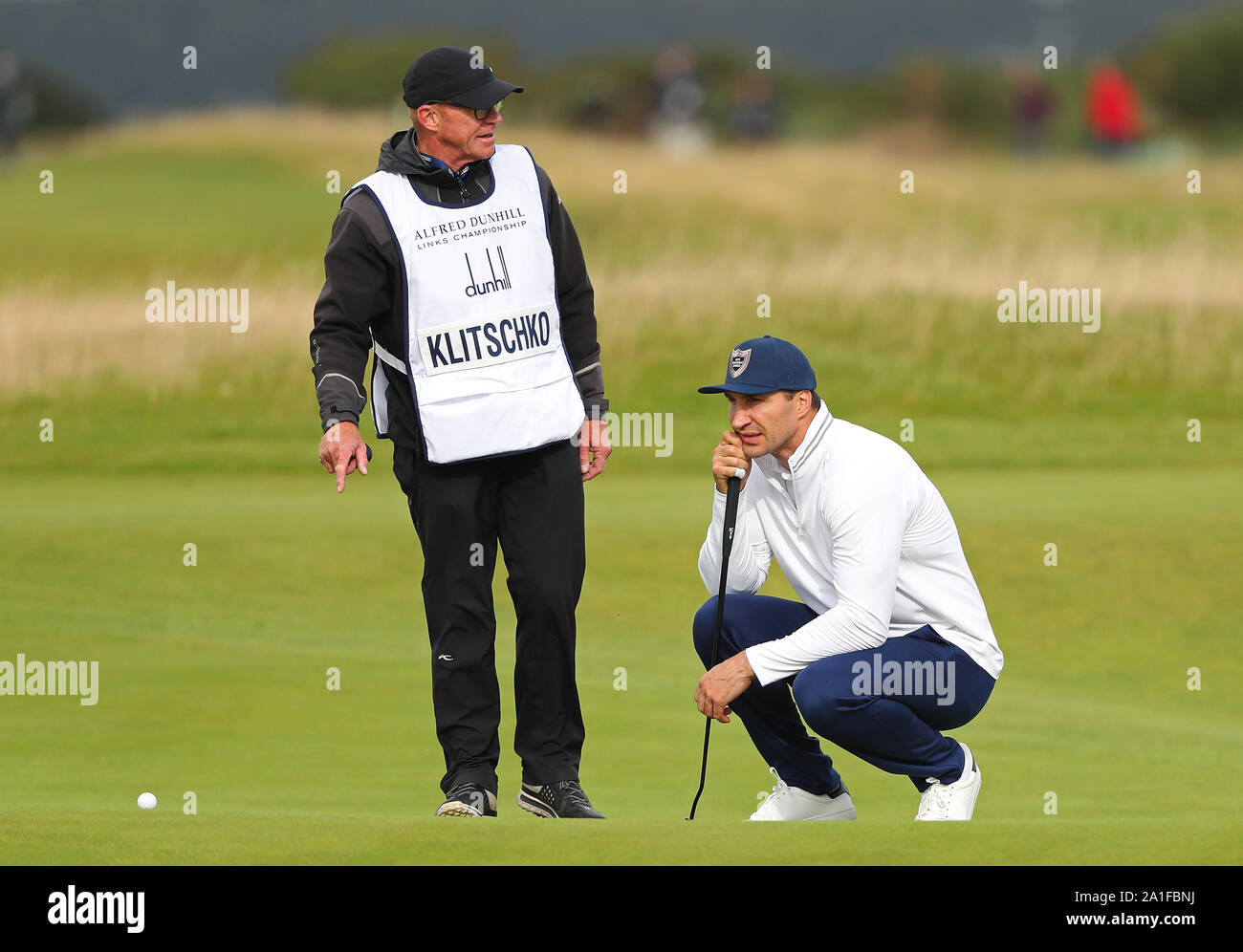 St Andrews, UK. 26th Sep, 2019. Wladimir Klitschko lines up a putt during  round one of the Alfred Dunhill Links Championship, European Tour Golf  Tournament at St Andrews, Scotland Credit: ESPA/Alamy Live