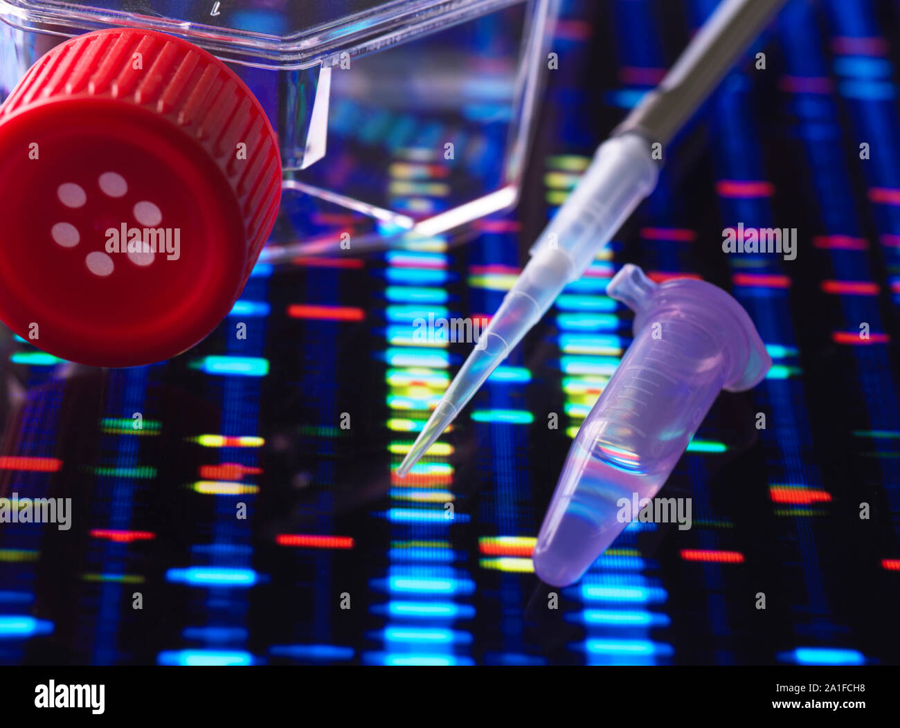 Genetic Research, DNA sample and results during an experiment Stock ...