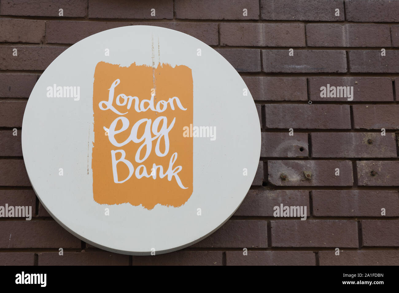 London egg bank sign Stock Photo