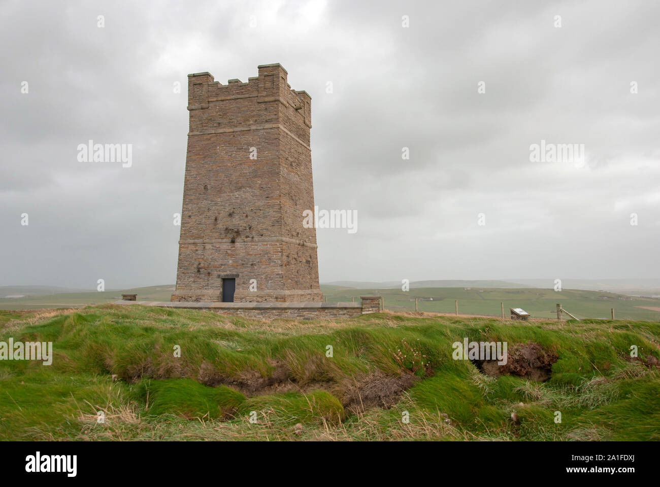 Field Marshall Earl Kitchener of Khartoum Memorial Tower Marwick Head Dounby West Mainland Orkney Isles Scotland United Kingdom south west aspect of 1 Stock Photo
