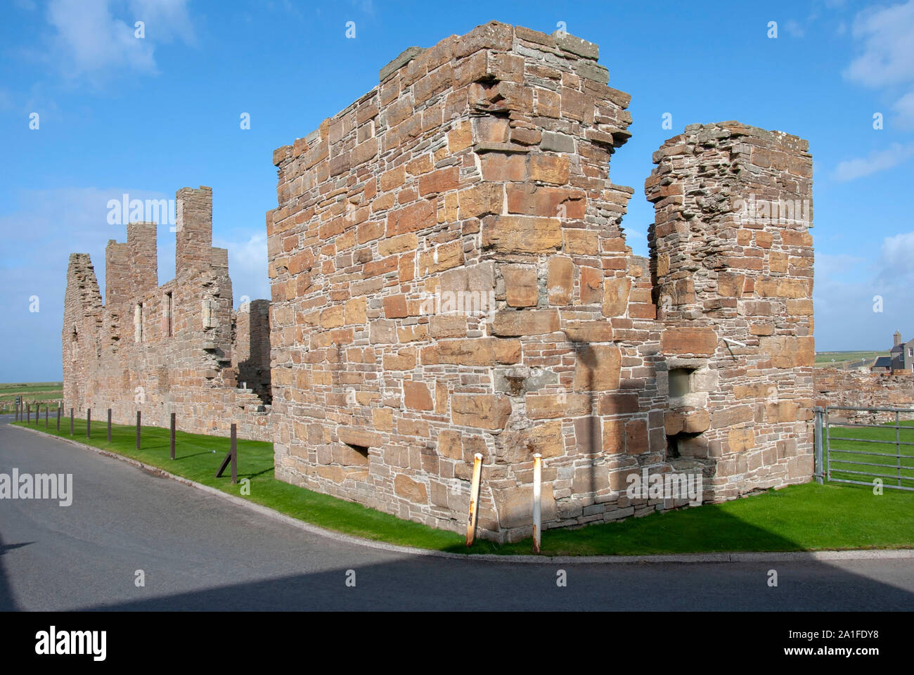 The Picturesque Ruins of Earl Robert's 16th Century Palace in Birsay West Mainland Orkney Isles Scotland United Kingdom exterior view preserved 1574 s Stock Photo