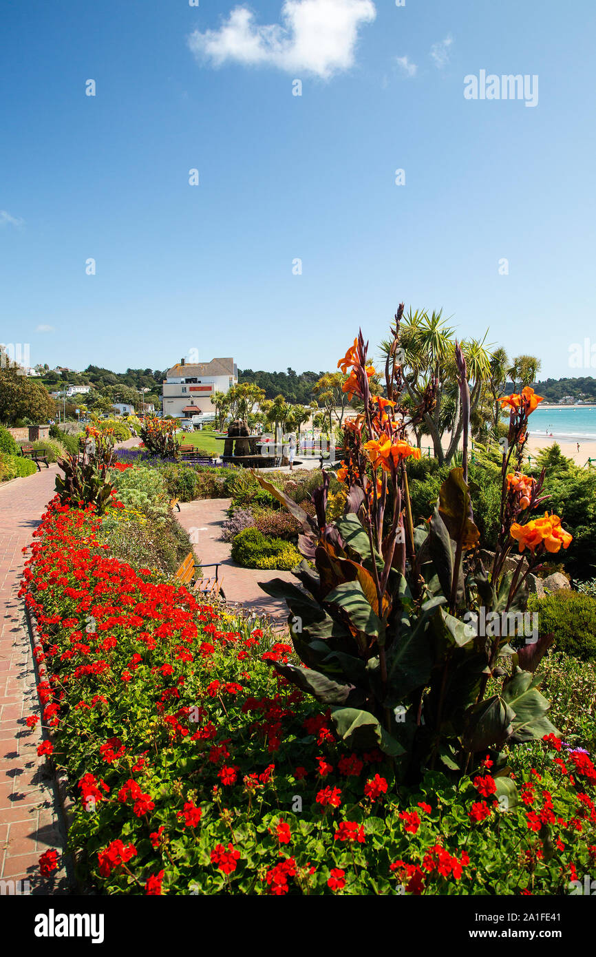 The colourful Winston Churchill Memorial Gardens at St Brelades, Jersey