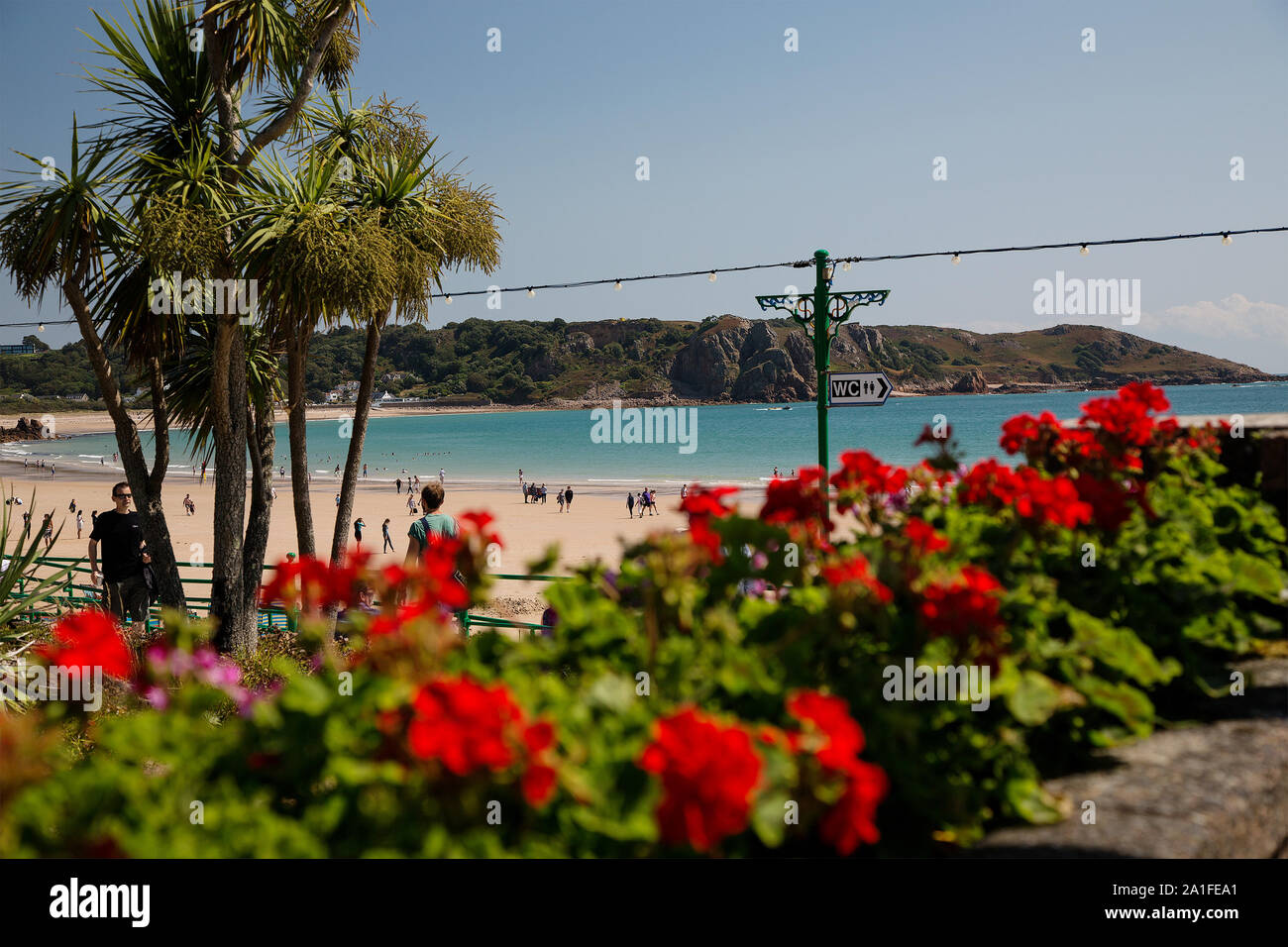 A view of the sea from the colourful Winston Churchill Memorial Gardens