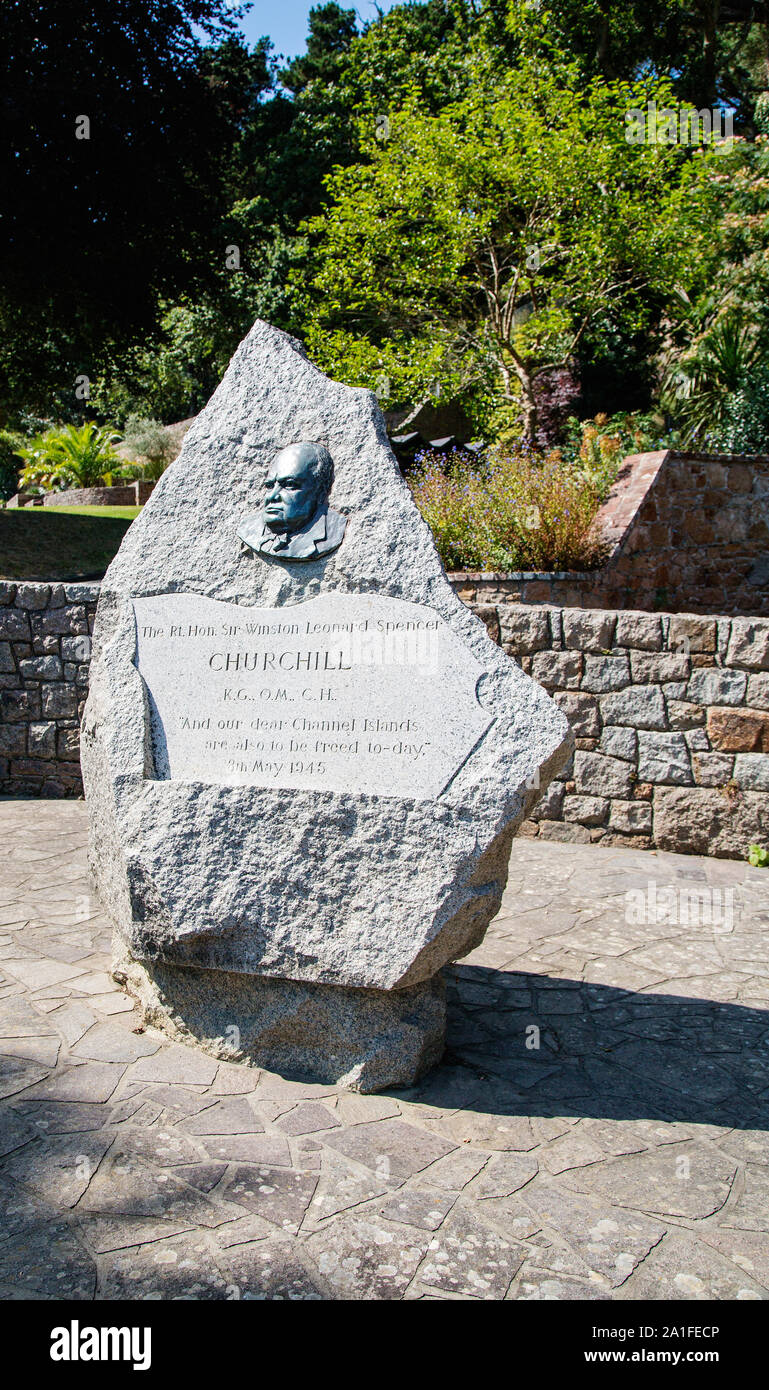 A statue of Winston Churchill at the eponymous Memorial Gardens at St