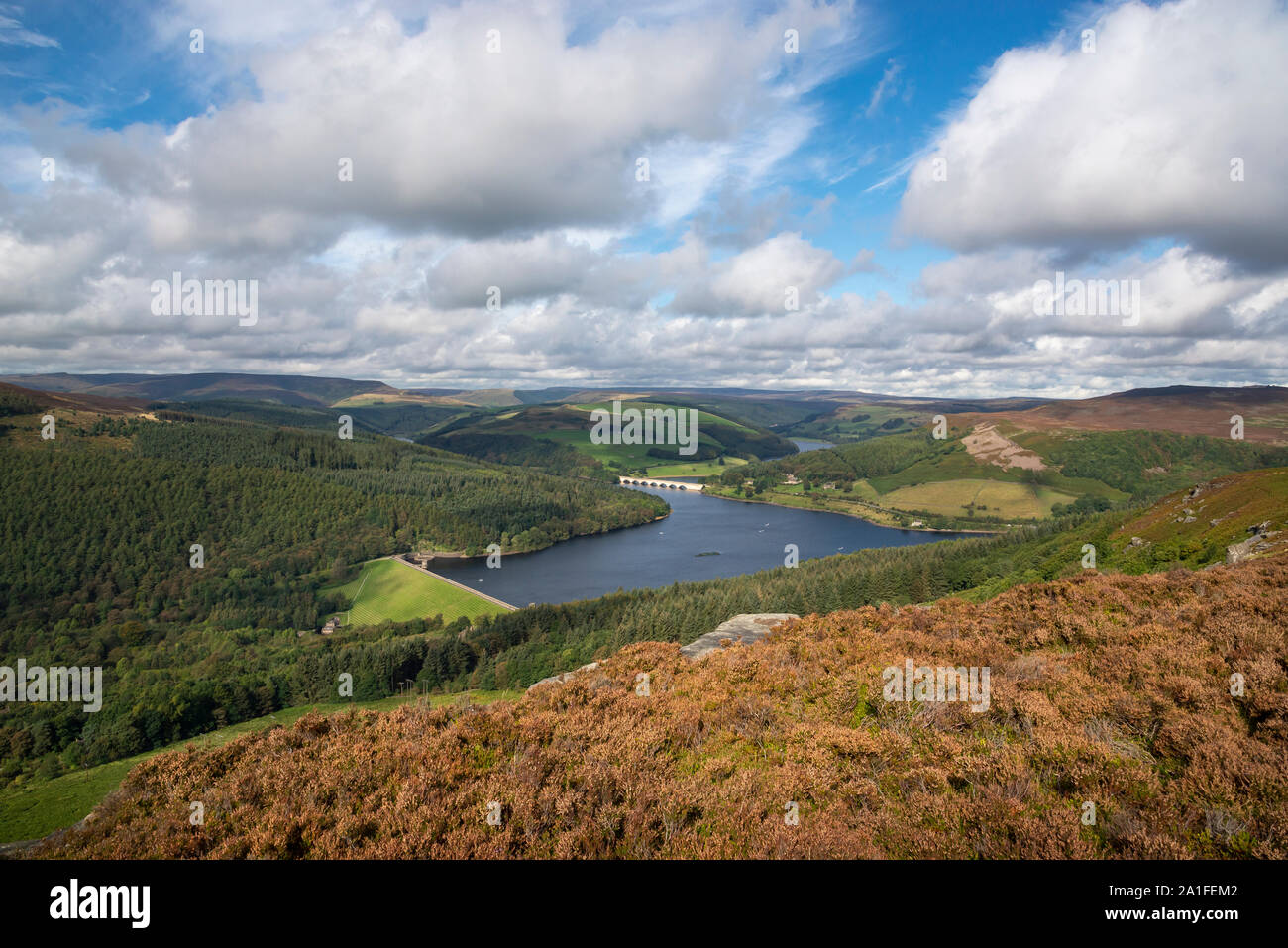 Sunny September day on Bamford Edge in the Peak District national park ...