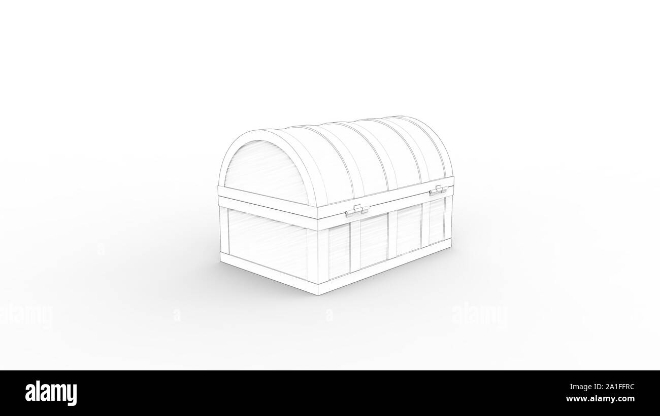 3d rendering of a treasure chest isolated in white studio background ...