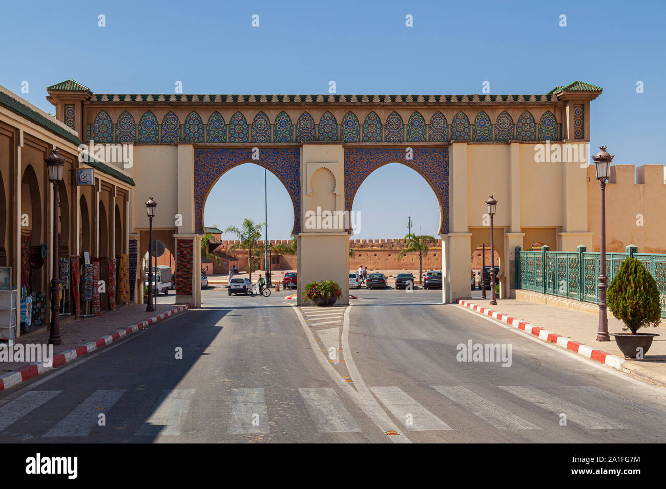 Bab Moulay Ismaïl  is one of the city gates of Meknes, Morocco. It dates back to the 17th century Stock Photo