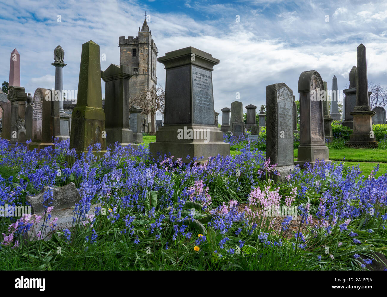 An old graveyard in Stirling - Scotland - during spring time Stock Photo