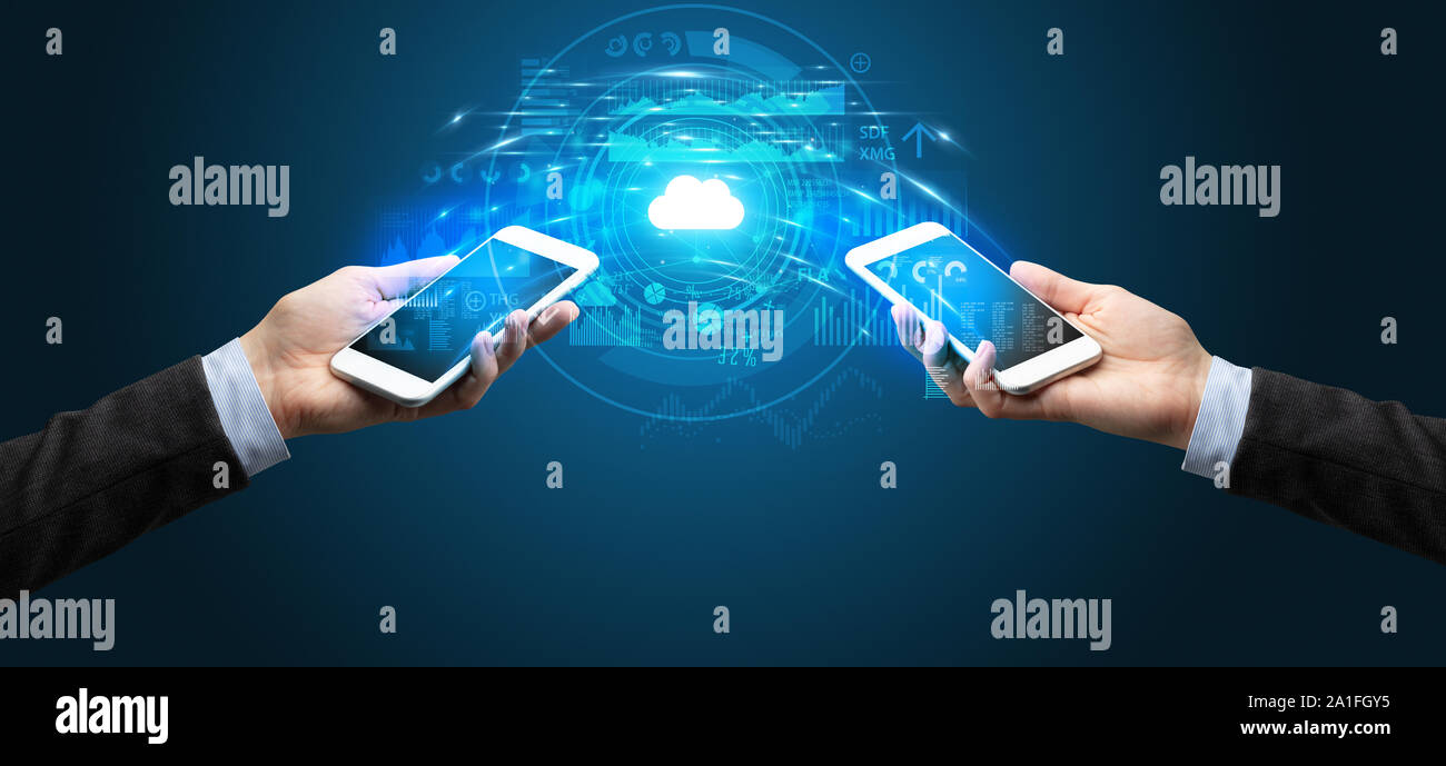 Two smart phones technology transfer hi-res stock photography and ...