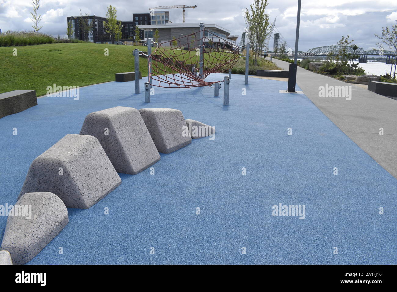A new play area for the kids is part of the Vancouver Waterfront Park. The playground is at the west end of the park. Stock Photo