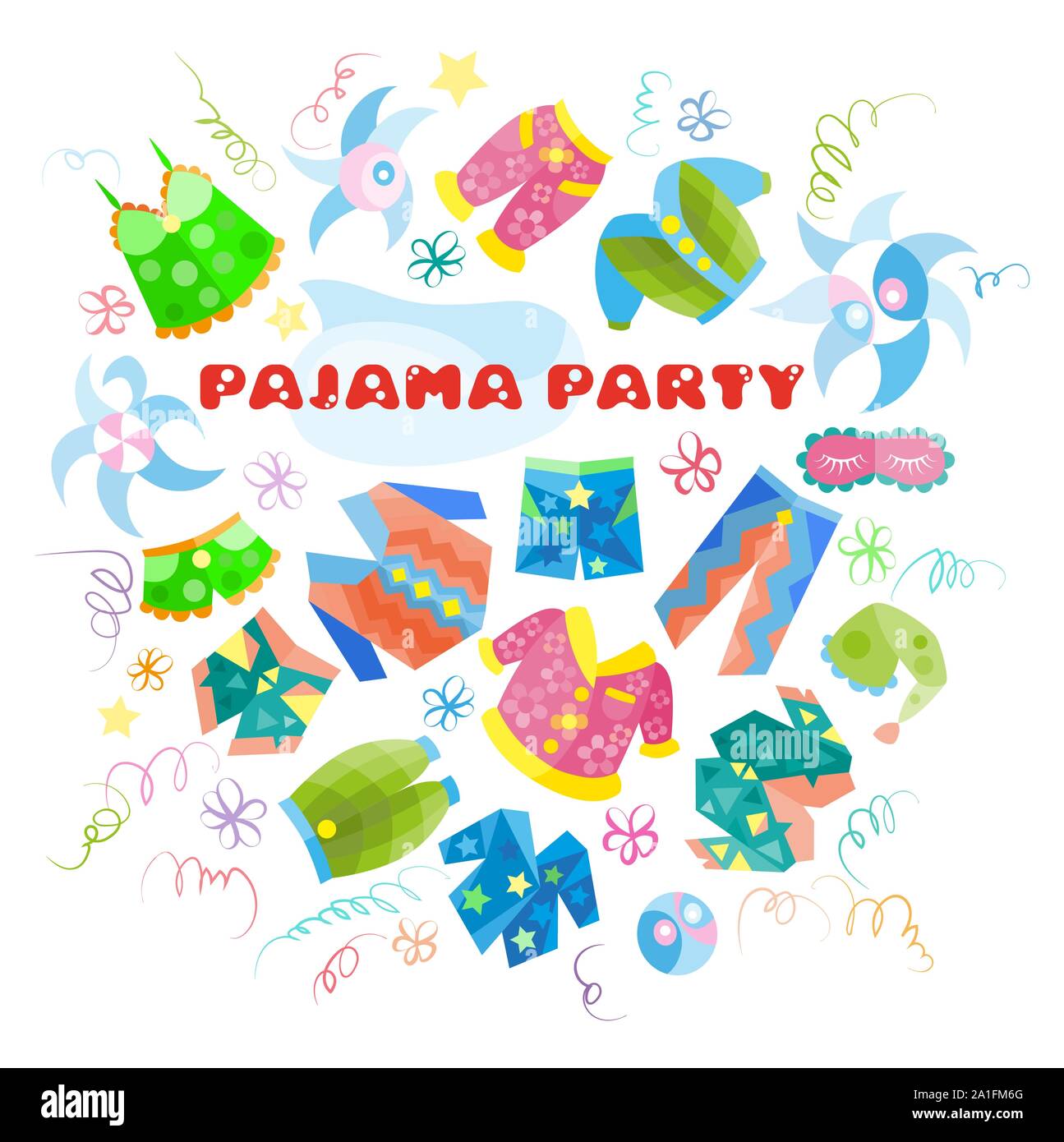 Pyjamas Party Graphics Typography Illustration Card for a Pajama Party Stock Vector Image ...
