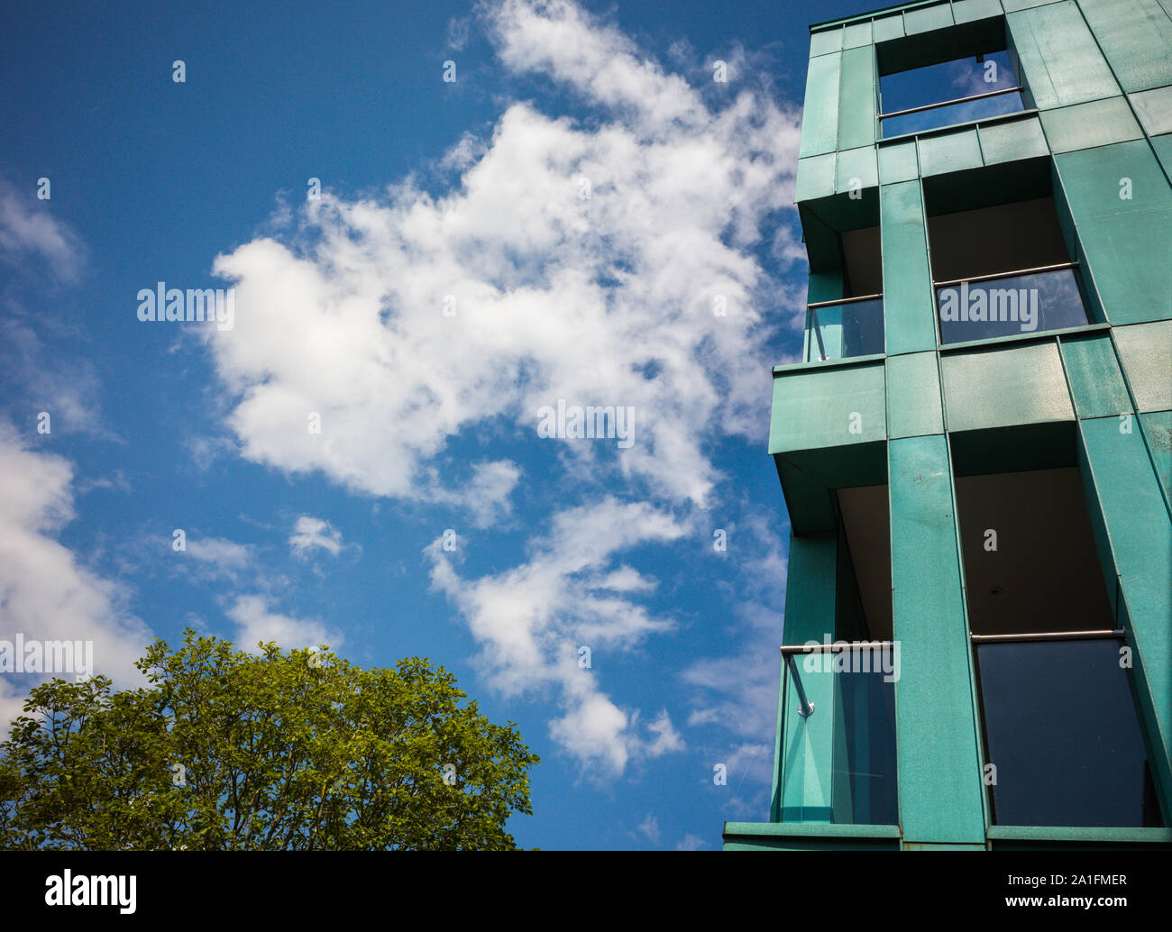 Modern apartments with blue sky background at Windsor Quay, Uk Stock