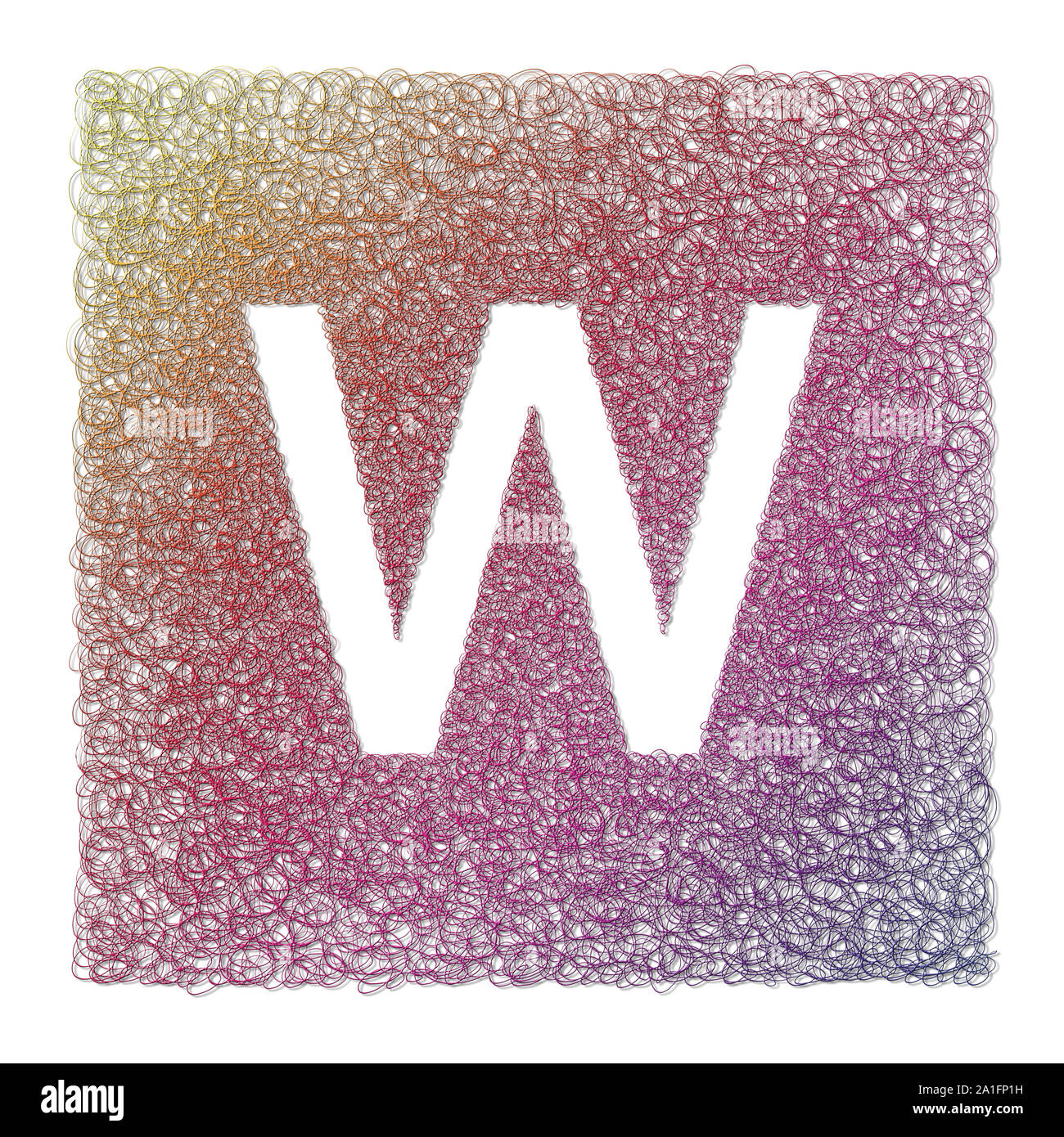 Hand made letter W drawn with graphic pen on white background - High ...