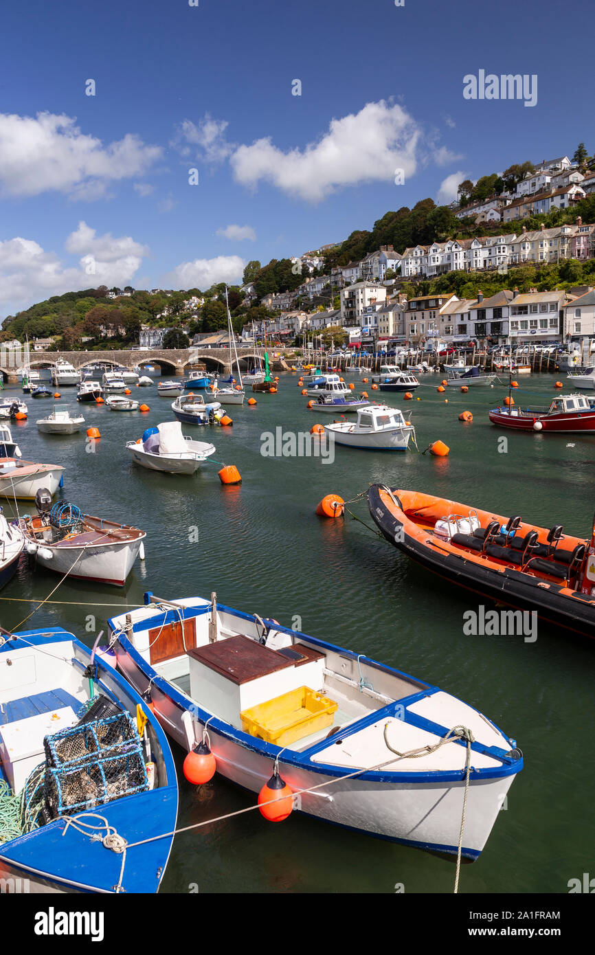 Boats in Looe harbour, Cornwall, England Stock Photo Alamy