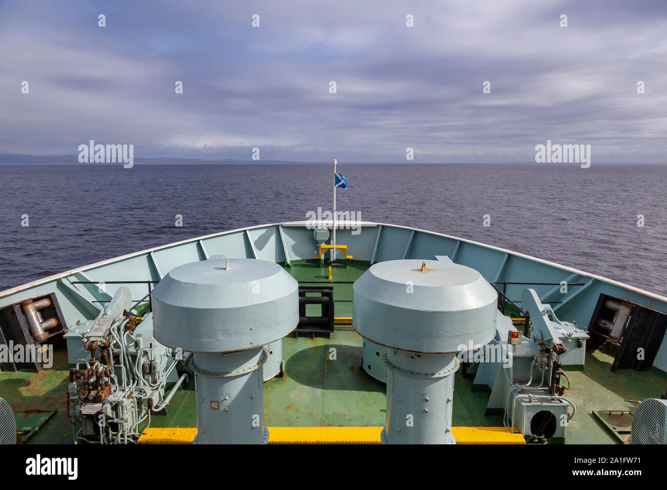 front of boat sailing into distance Stock Photo Alamy