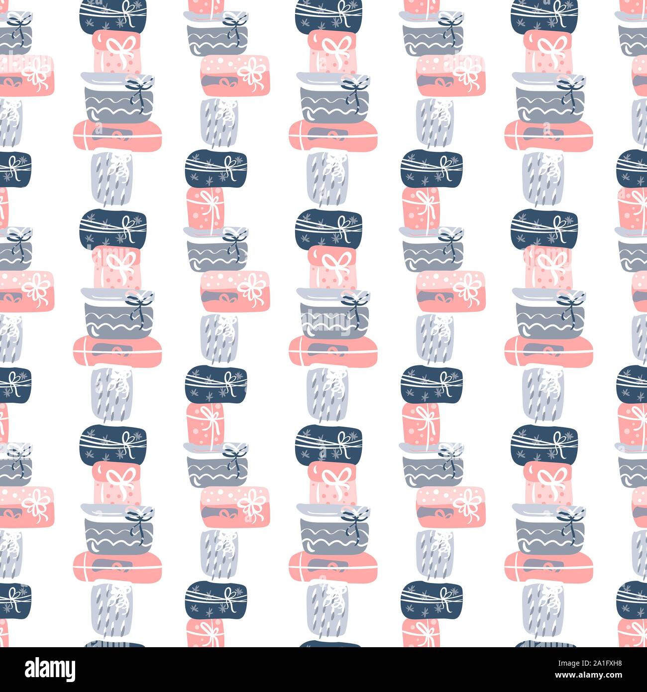 Seamless pattern texture with hand drawn gift boxes with bows and ...