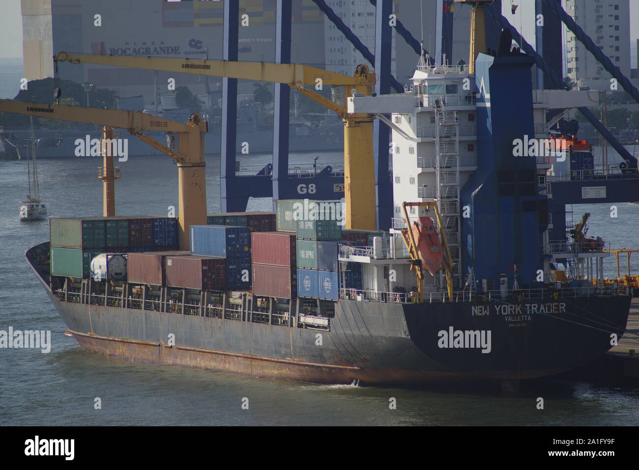 Cartagena; Colombia; New York Trader; cargo / container ship Stock
