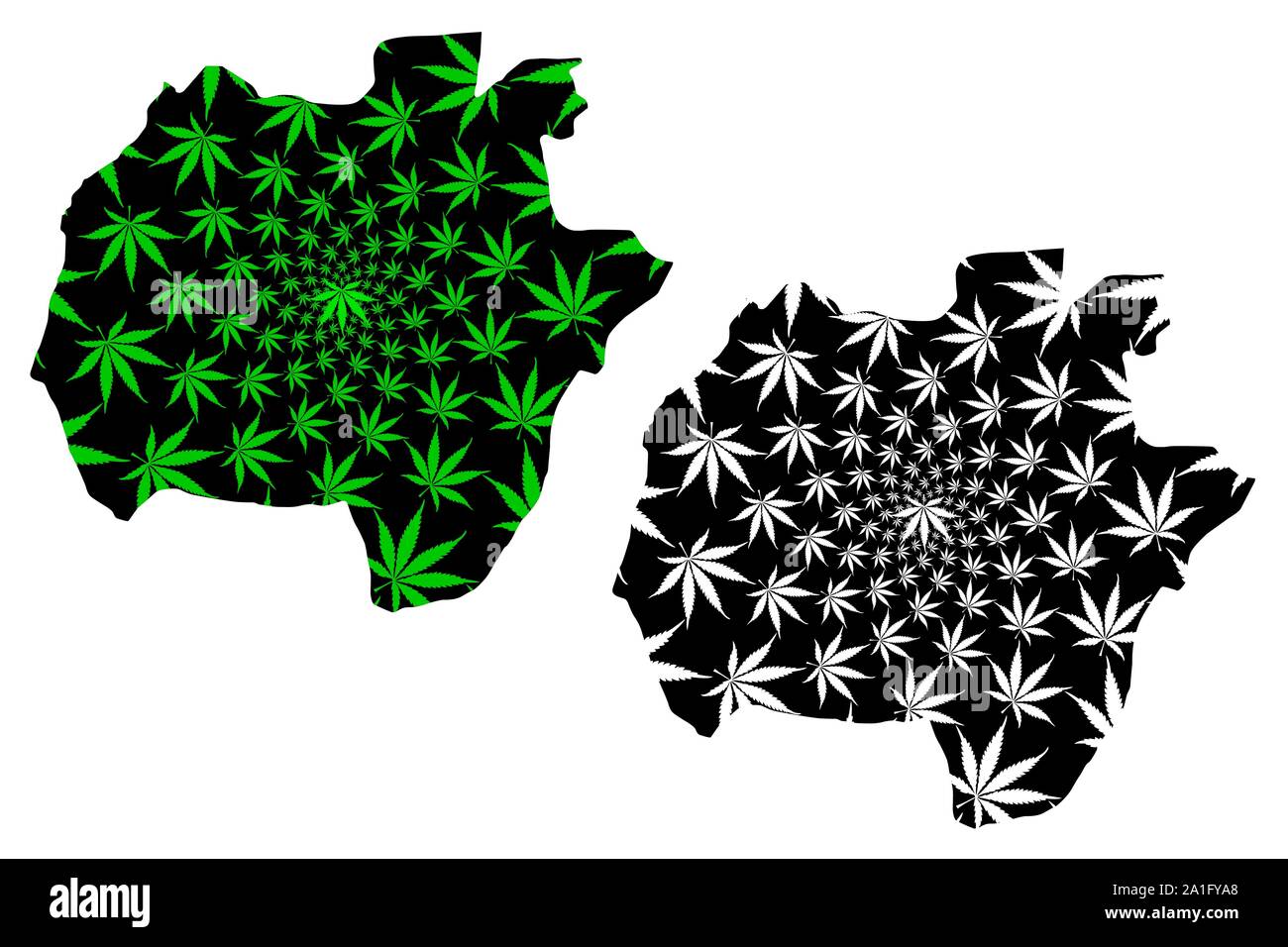 Ekiti State (Subdivisions of Nigeria, Federated state of Nigeria) map is designed cannabis leaf green and black, Ekiti map made of marijuana (marihuan Stock Vector
