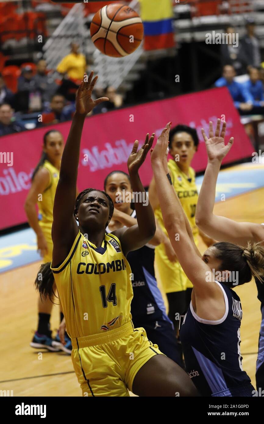 San Juan Puerto Rico 26th Sep 2019 Colombian Marlyn Vente L In Action Against Argentina S Victoria Llorente R During A 2019 Americup Women S Basketball Match Between Colombian And Argentina At The Roberto