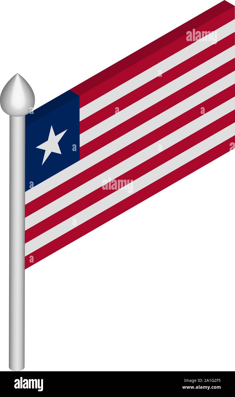 Isometric Illustration of Flagpole with Liberia Flag Stock Vector Image ...