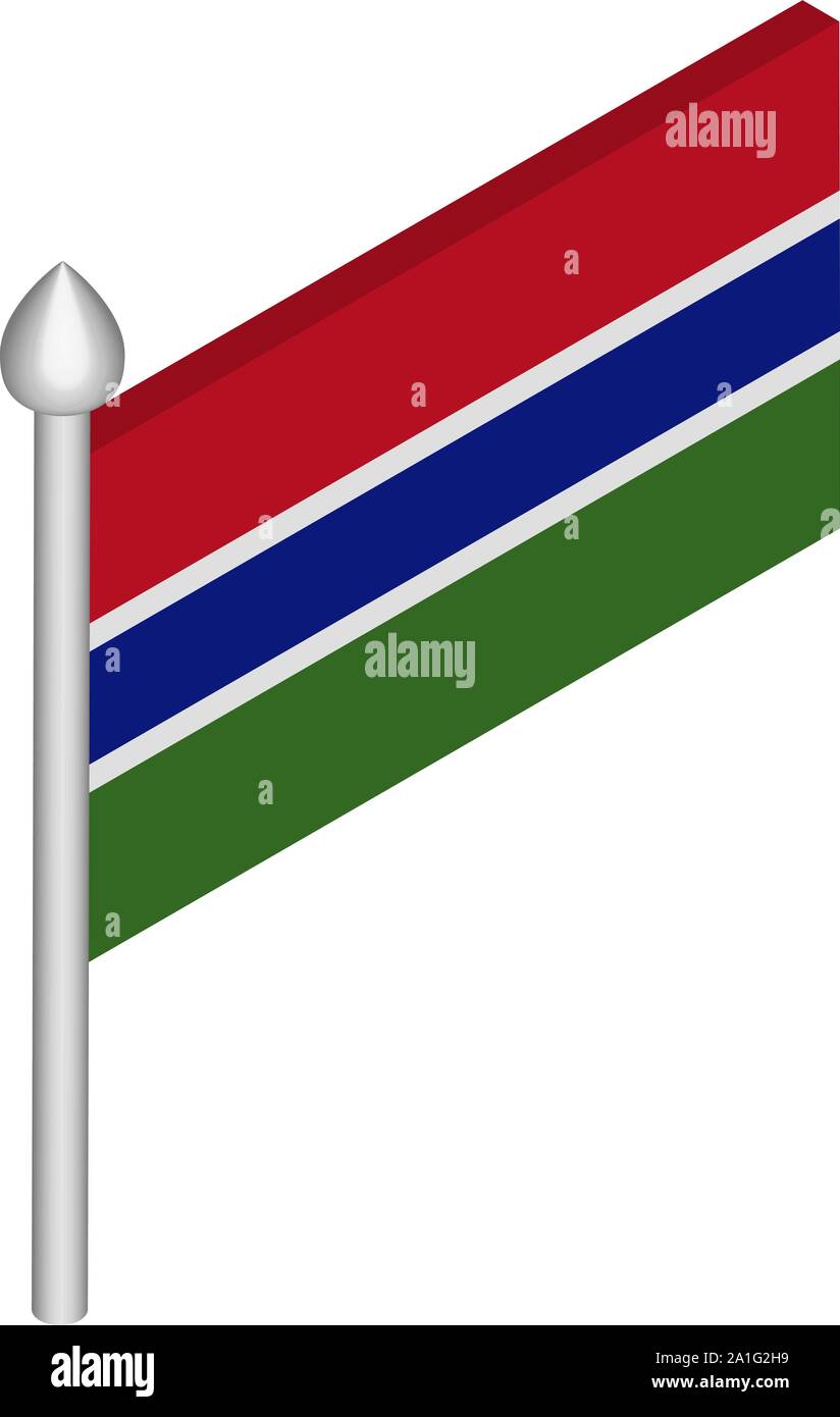 Isometric Illustration of Flagpole with Gambia Flag Stock Vector Image ...